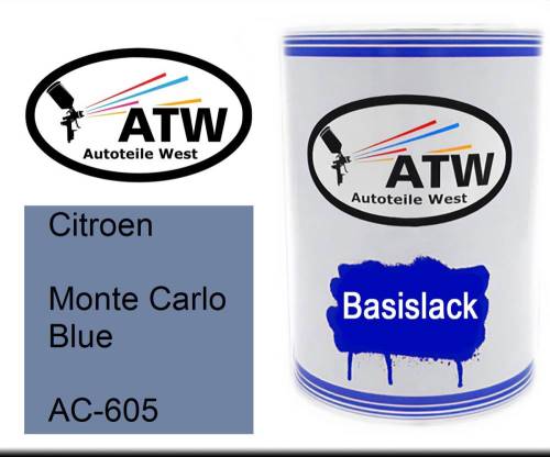 Citroen, Monte Carlo Blue, AC-605: 500ml Lackdose, von ATW Autoteile West.